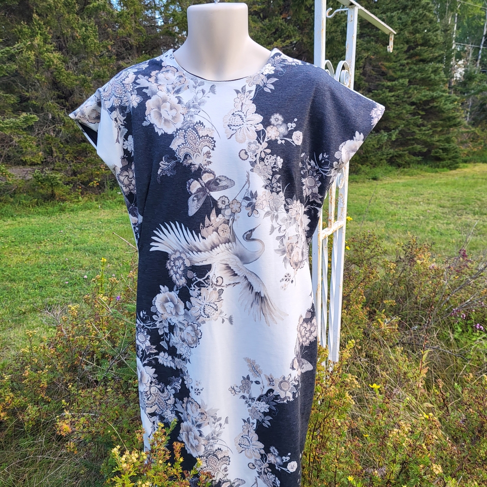 "Cranes in Flight" MANGO Floral Print Dress
